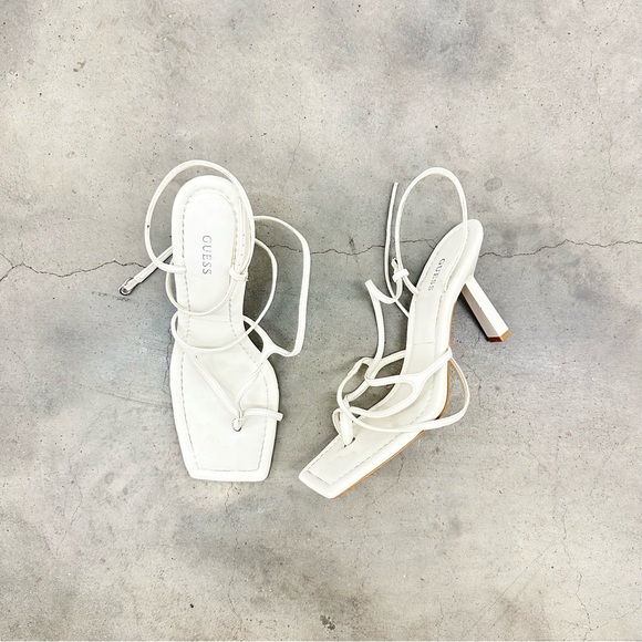 GUESS white square toe strappy heels - Picture 1 of 7